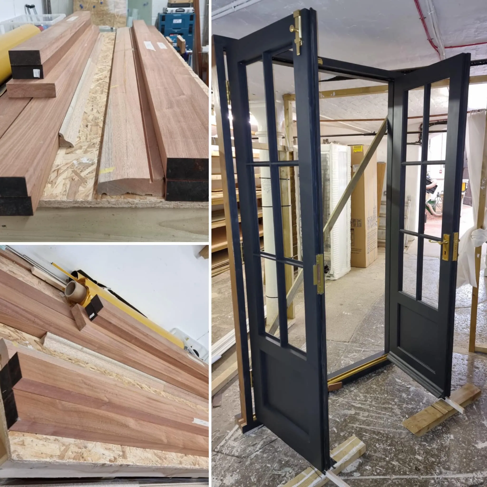 A collage of photos showing different types of doors.