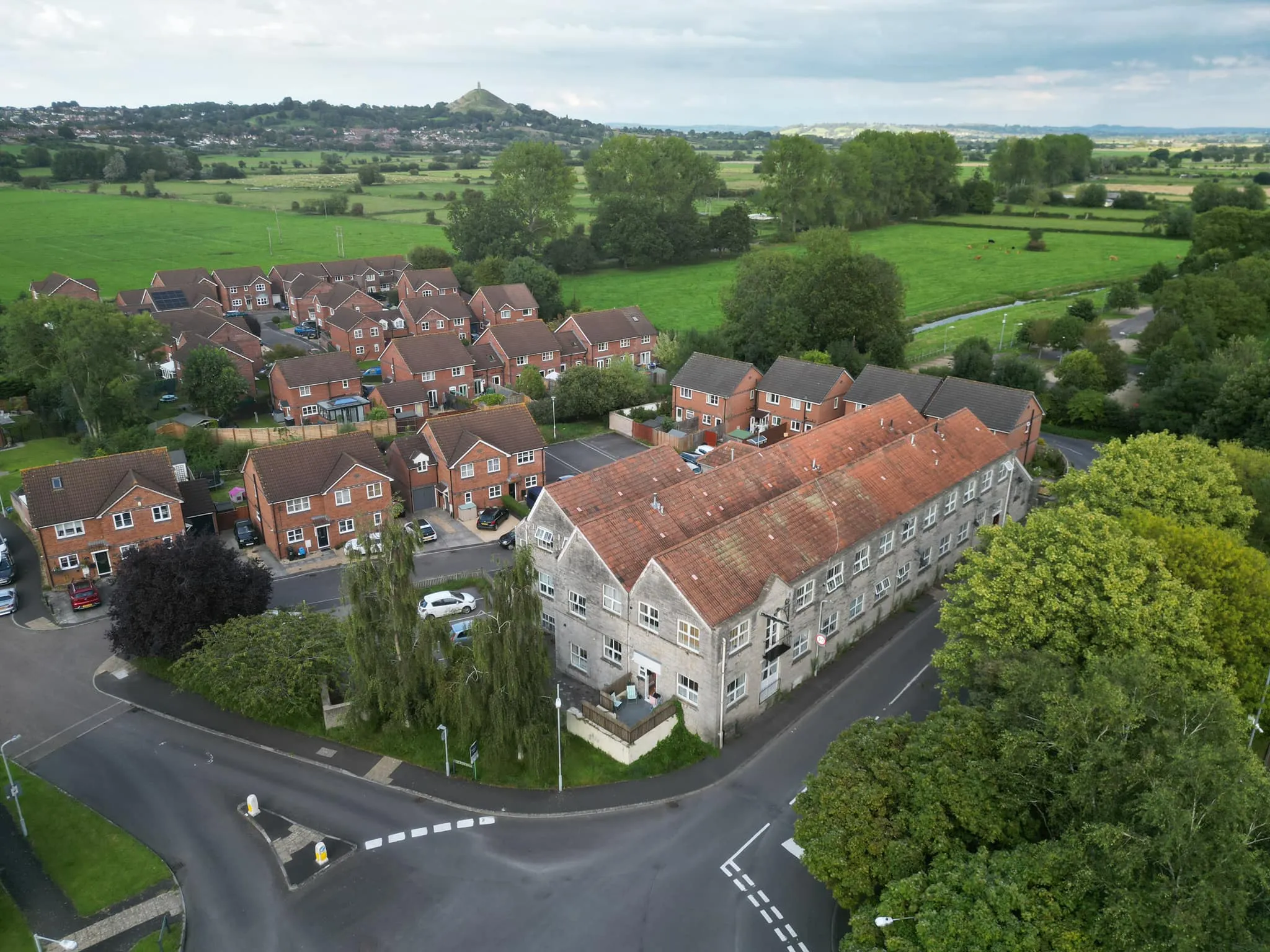 A bird's eye view of a residential area.